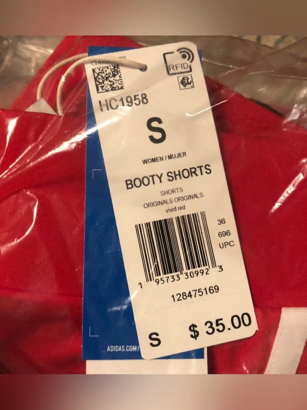Adidas Originals Traceable Red Booty Shorts Women's Size S Small New NWT